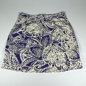 LOFT Floral Patterned Mini Skirt in Navy and Cream